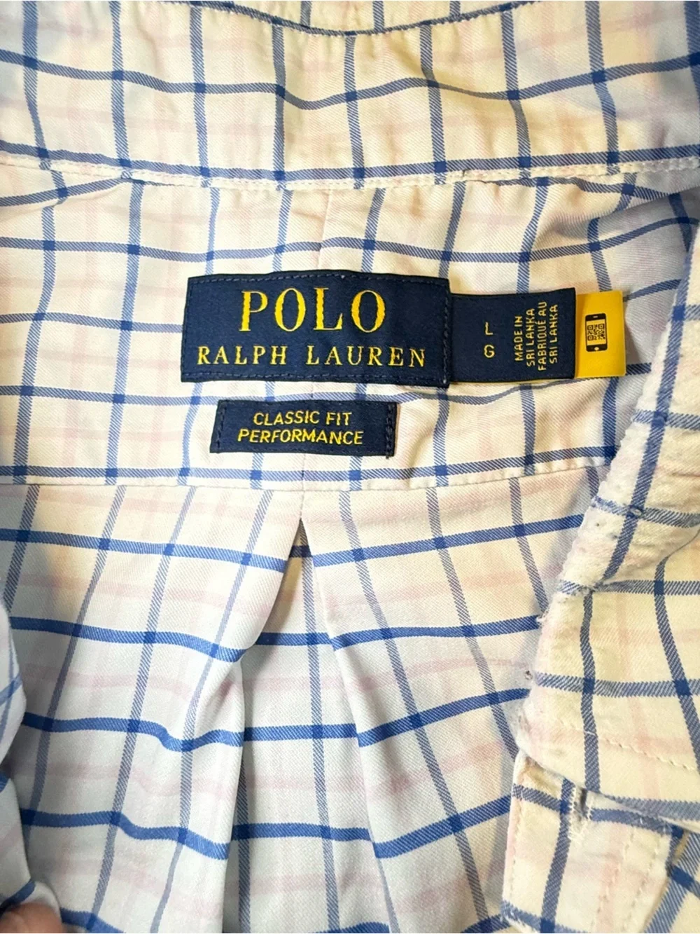 Polo by Ralph Lauren White Shirt with Blue Windowpane Check